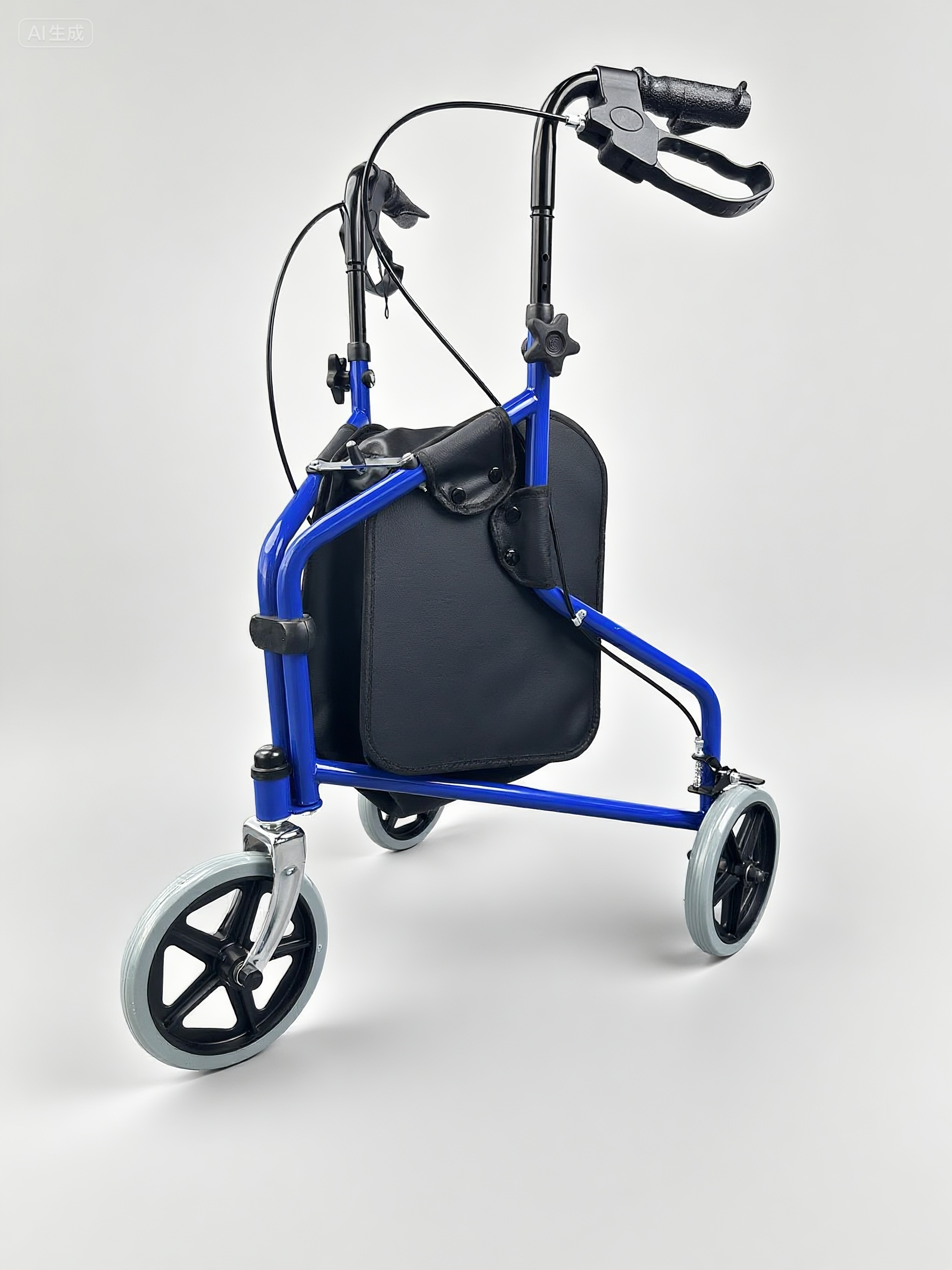 RELAXSMITH Carbon Steel Rollator Three-Wheel Shopping Walker for Supermarket Use