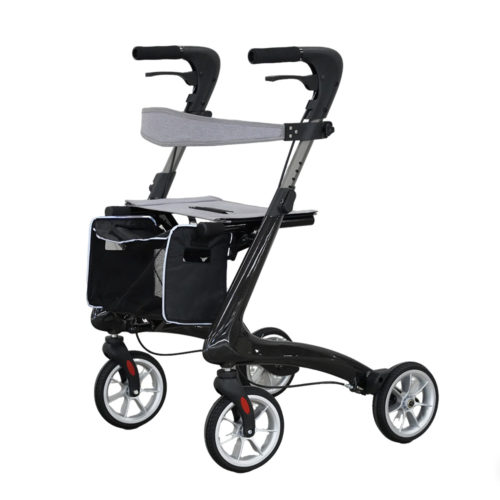 Lightweight 4-Wheeled Carbon Fiber Rollator with Seat | OEM & ODM Mobility Aid Manufacturer