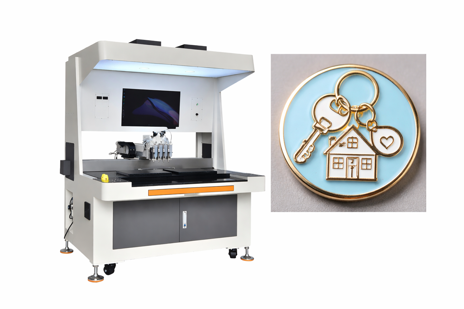 Boost Custom Keychain Production with the Automatic AI Enamel Pin Badge Dispensing Machine