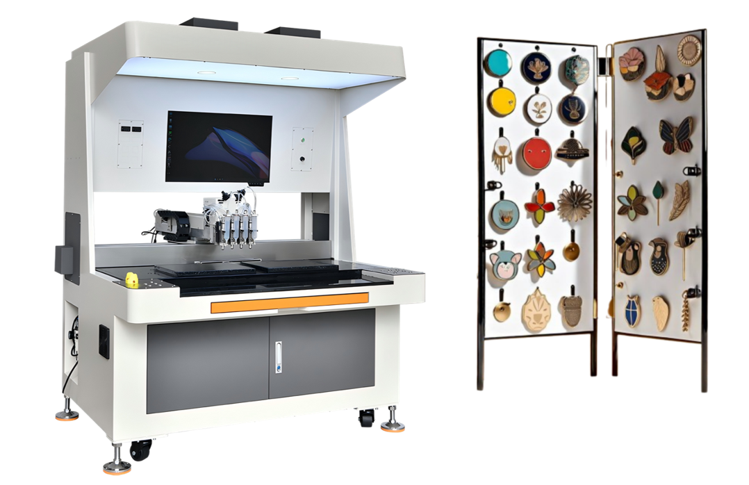 Intelligent Crafting with Animal Brooch AI Software Enamel Pin Badge Filling Machine