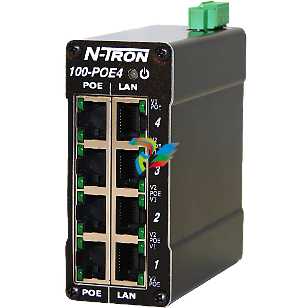 N-Tron® 100-POE4-MDR Industrial Midspan Injector, Metal DIN Rail