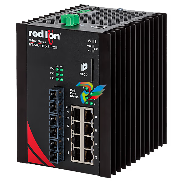N-Tron® NT24K-11FX3-ST-POE Managed 11-Port Gigabit Industrial Ethernet Switch