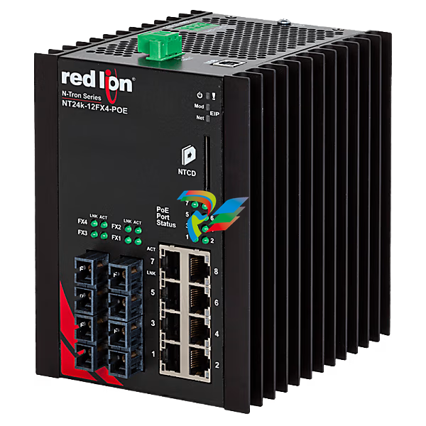 N-Tron® NT24K-12FX4-ST-POE Managed 12-Port Gigabit Industrial Ethernet Switch