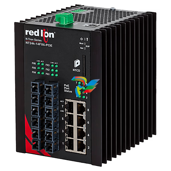 N-Tron® NT24K-14FX6-ST-POE Managed 14-Port Gigabit Industrial Ethernet Switch
