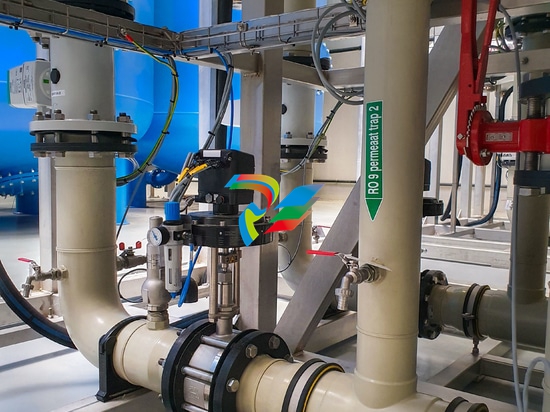 Sliding gate valves from Schubert & Salzer with a nominal size of 150 millimetres control the pressure at the outlet of the total of 12 reverse osmosis units. Striking: the compact dimensions of th...