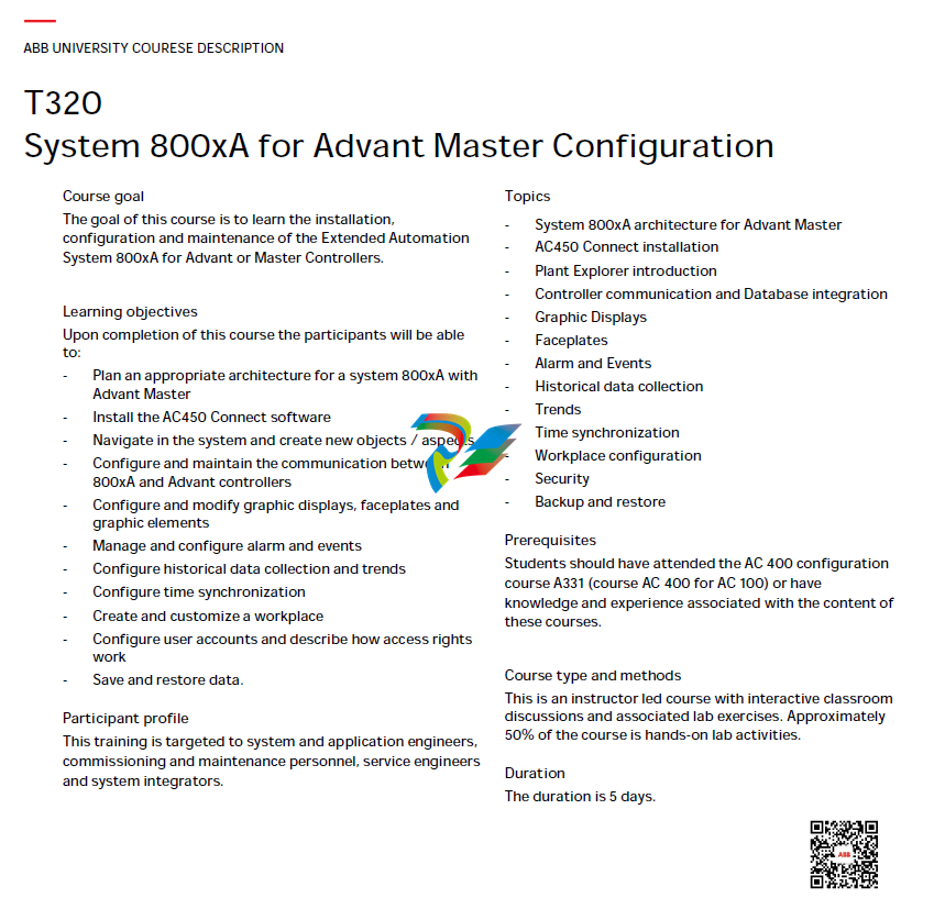 ABB Advant Controller 400 Series: Configuration and Operation Course