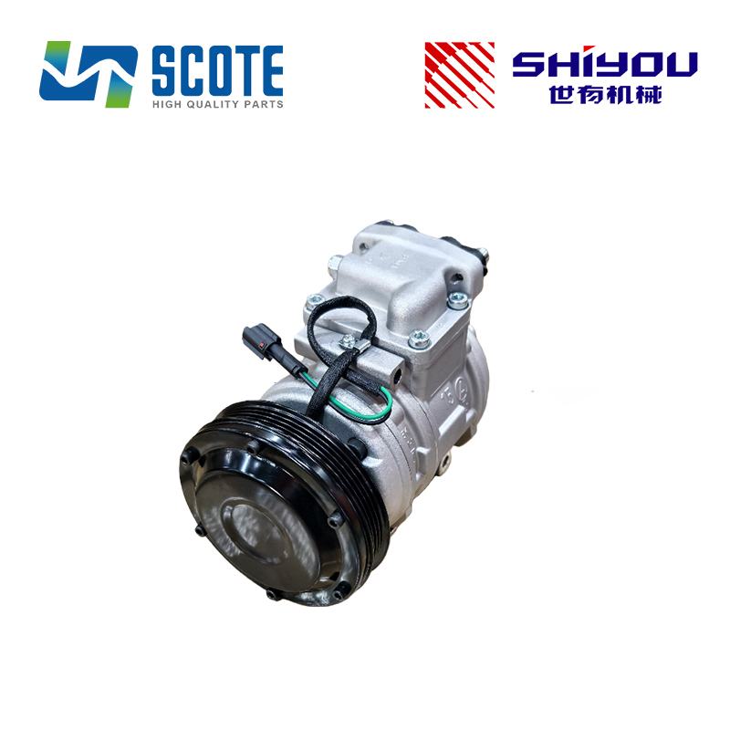 SCOTE 447200-4656 4472004656 10PA15C AC Compressor High Side 3.53Mpa Low Side 1.67 Mpa for Excavator DOOSAN DX225 DX140 DX160 DX255 DX300 DX350 DX380 DX420 DX480 DX520 LINGONG 60F 65E