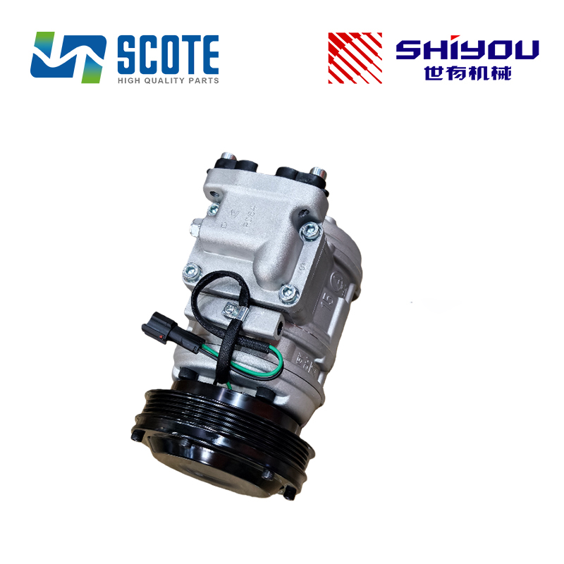 SCOTE 447200-4656 4472004656 10PA15C AC Compressor High Side 3.53Mpa Low Side 1.67 Mpa for Excavator DOOSAN DX225 DX140 DX160 DX255 DX300 DX350 DX380 DX420 DX480 DX520 LINGONG 60F 65E