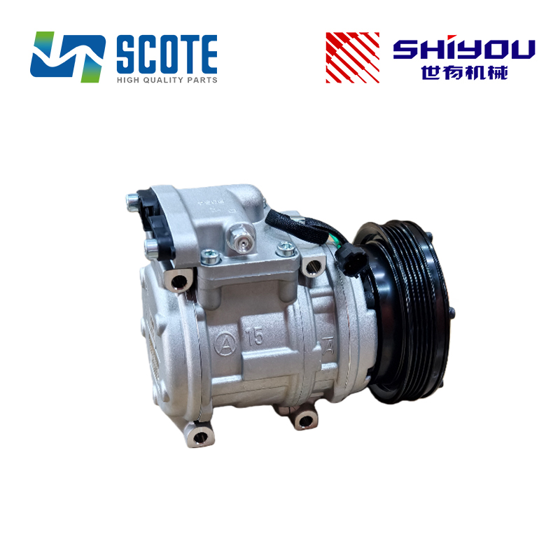 SCOTE 447200-4656 4472004656 10PA15C AC Compressor High Side 3.53Mpa Low Side 1.67 Mpa for Excavator DOOSAN DX225 DX140 DX160 DX255 DX300 DX350 DX380 DX420 DX480 DX520 LINGONG 60F 65E