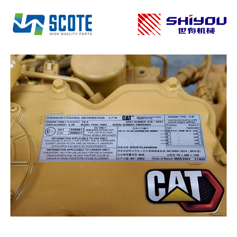 SCOTE 478-5231 Caterpillar Genuine Diesel Engine Assembly C4.4 93kW 2200RPM Original New Engine Ar- Primary Complete for Excavator
