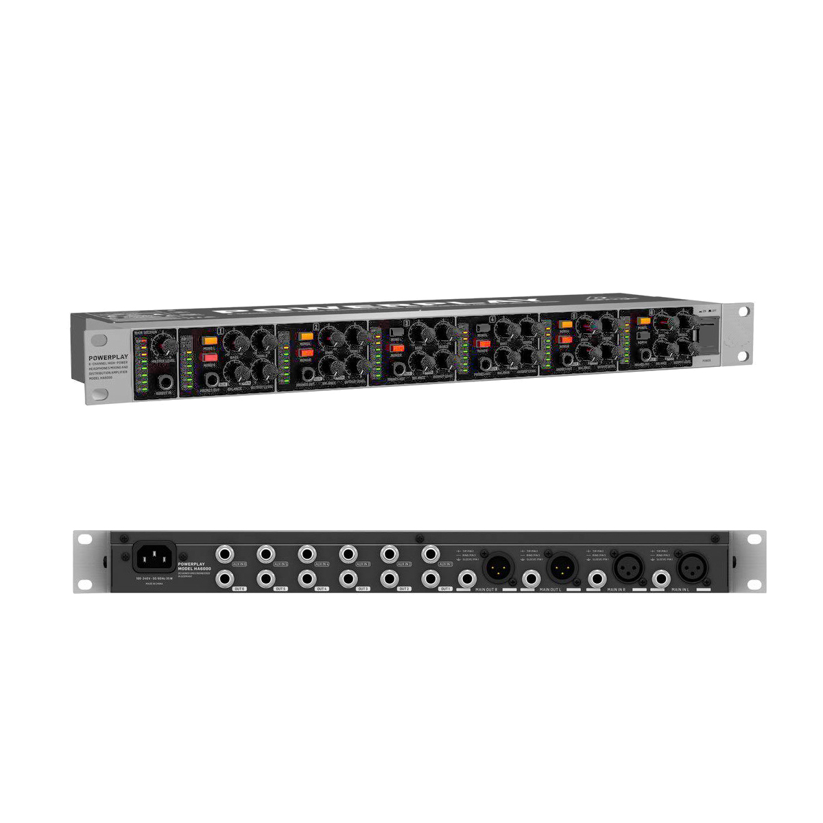 HA6000 Professional 6-Channel High-Power Headphone Mixer for Studio Recording, Live Sound & Audio Distribution