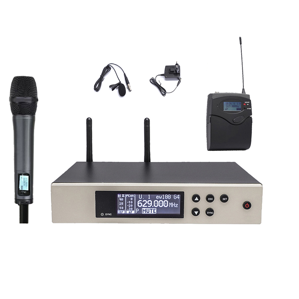 True Diversity EW300-G4 Wireless Microphone System G4 Receiver e845 Metal Handheld ME3 Headset Lavalier BeltPack Set