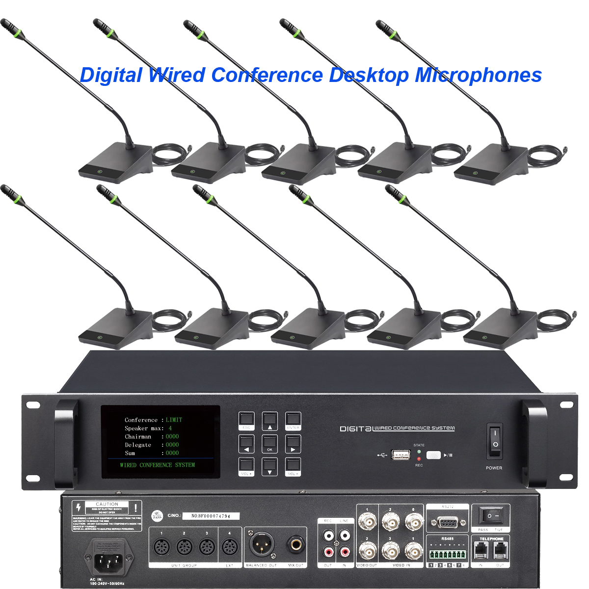 MiCWL A4518 Digital Wired Gooseneck Video Conference Microphone System 1-300 Desktop President Delegate Unit