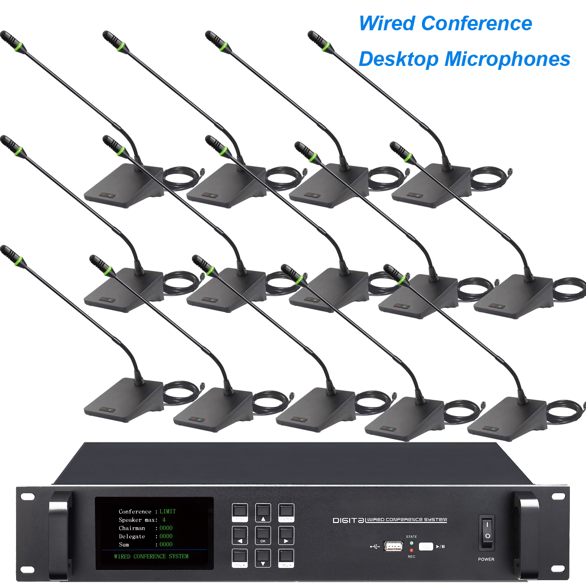 A4520 President Delegate Digital Wired Gooseneck Video Conference Microphone System 1-300 Desktop MiCWL