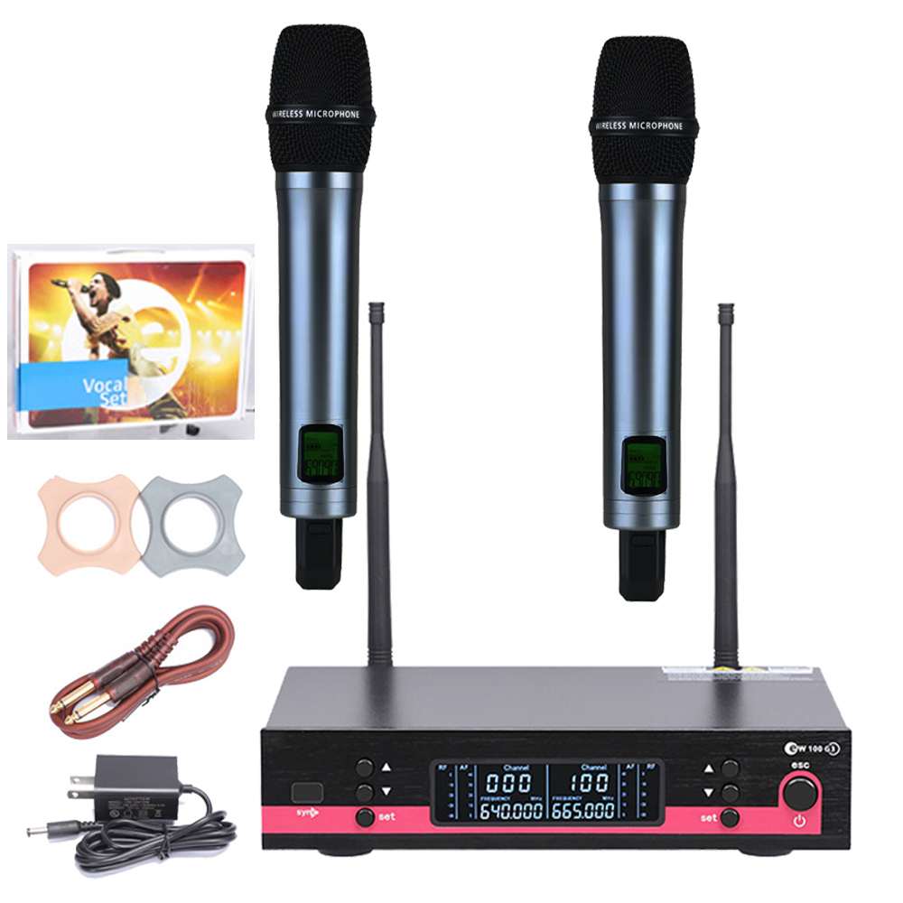 EW100 G3 UHF Wireless Microphone System Dual Handheld Mics 100 Adjustable Frequencies Long-Range Anti-Interference Transmission for Stage Performance Live Streaming DJ Church