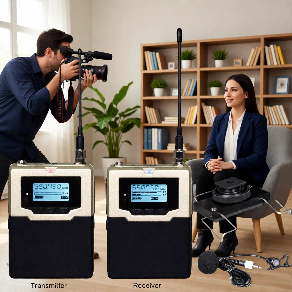 SKM6000 UWP2 Digital Wireless Microphone System 2 BeltPack Design with Lavalier Mics and Earphone for Canon Sony Panasonic DSLR/Mirrorless Cameras