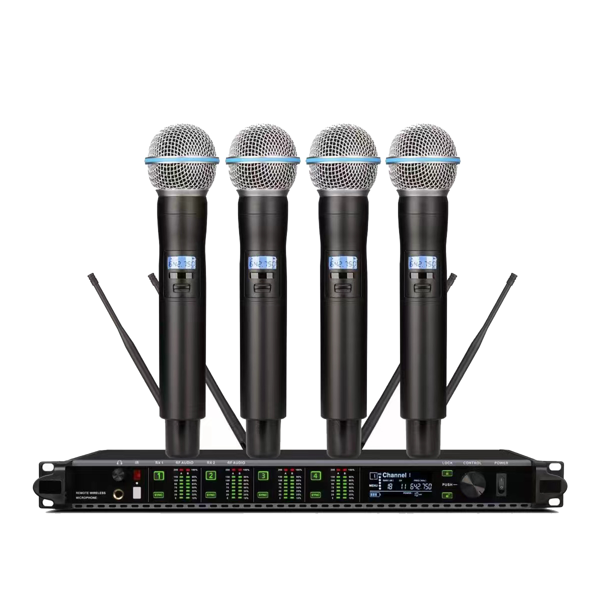 AD4Q-Beta58 4 Channel Wireless Microphone System 4 Beta-58 Handheld Cardioid Dynamic Stage Sing DJ Karaoke