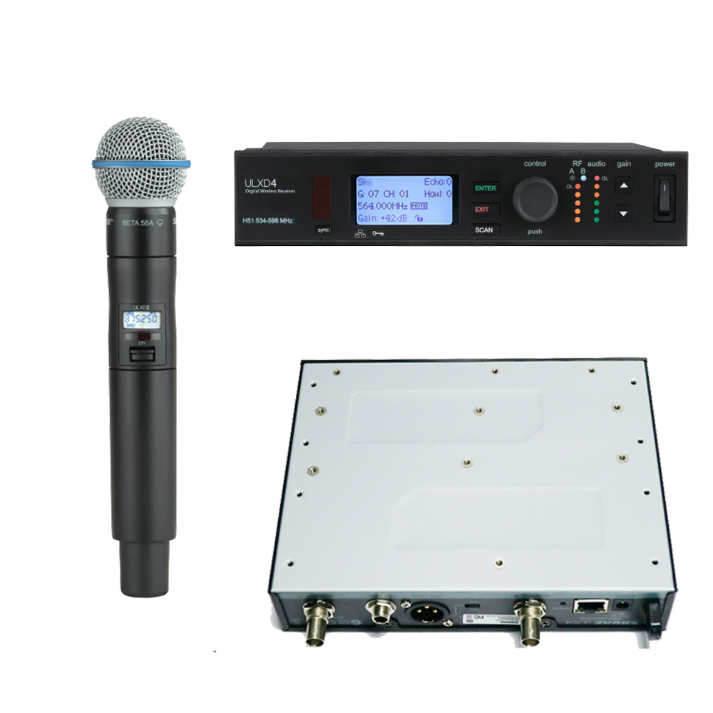 Professional ULXD24/Beta58 Wireless Mic System 24-bit Digital Clarity & Super cardioid Dynamic Core | ULXD4 True Diversity Receiver