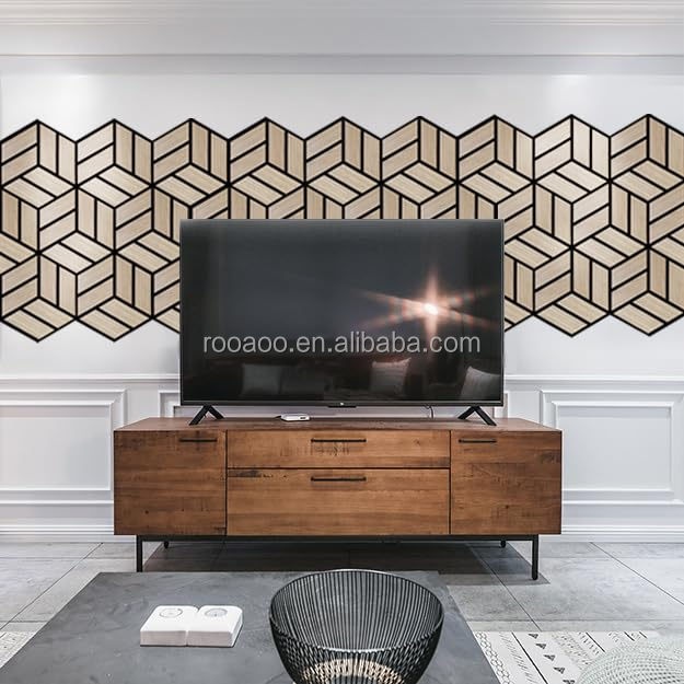 Urban Wood  Carving Wall Decor Design Art 3D Veneer Hexagon Wood Acoustic Wall Acoustic 3D Wood World Map Wall Art Decor