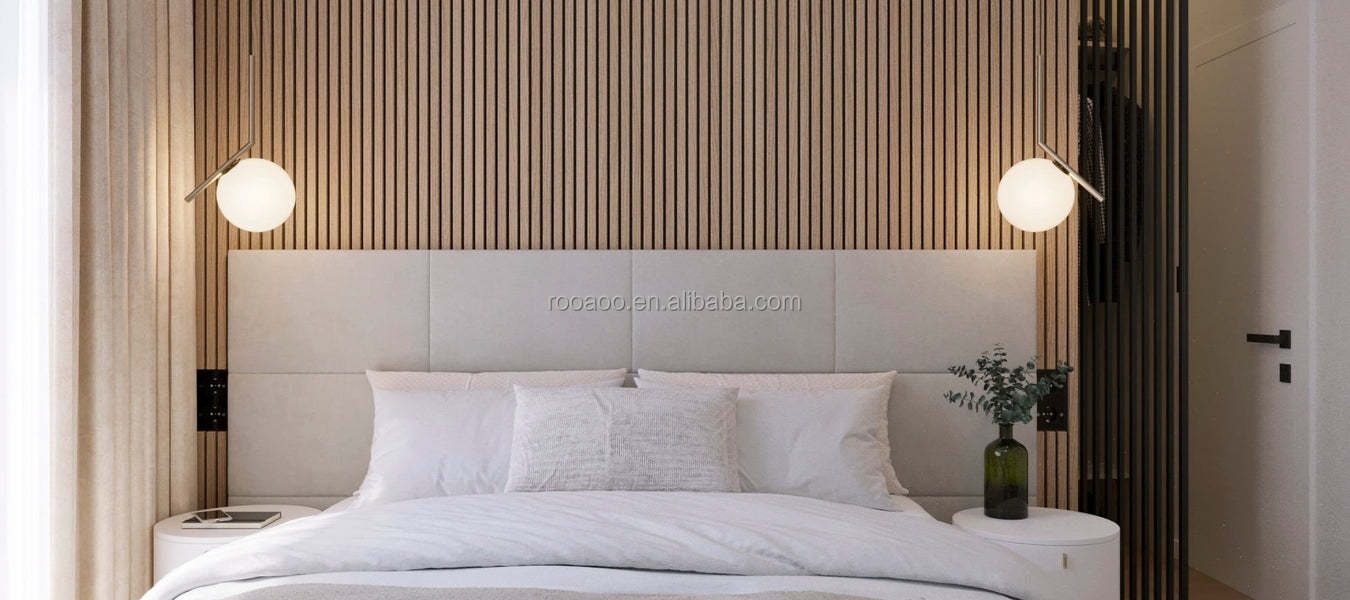 Natural Wood and PVC Veneer Acoustic Panels Design MDF Wood Slat Wall Akupanels Acoustic Akustik wood panels