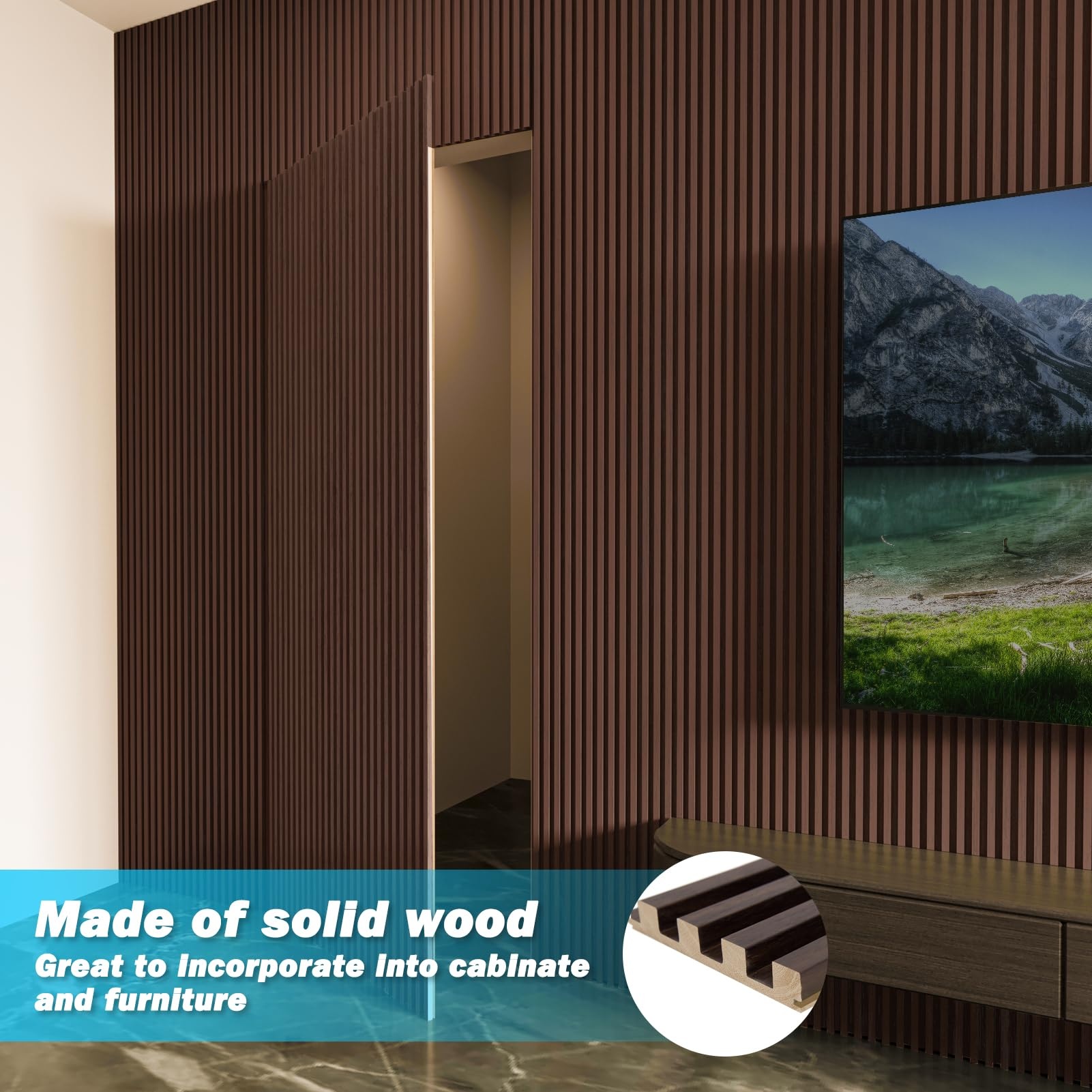 3D Fluted Solid Wood Panel 8ft 10ft Wood Slat Wall Panels for Wall and Ceiling