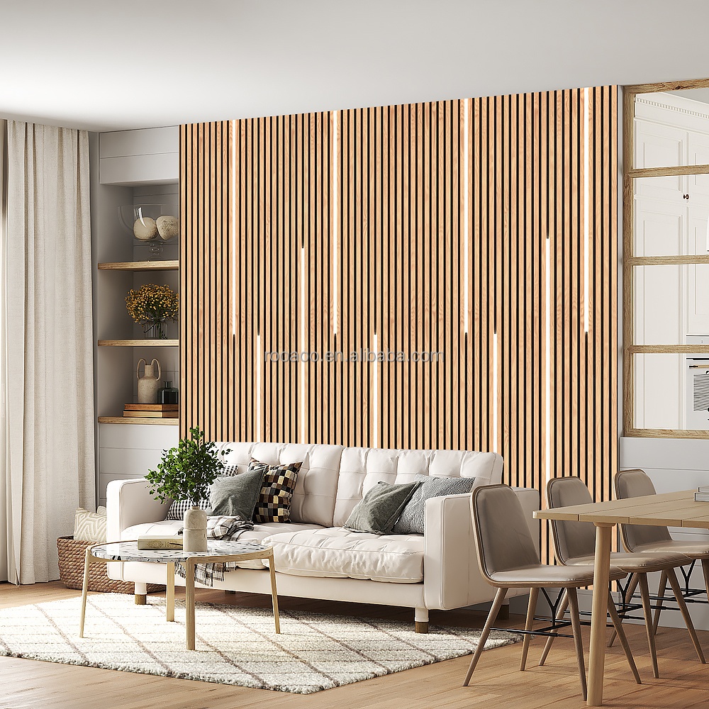 2400*600mm LED Light Sound Absorbing Panels  Home Decor Wood Slat Wall Panel Ceiling Panel For Home