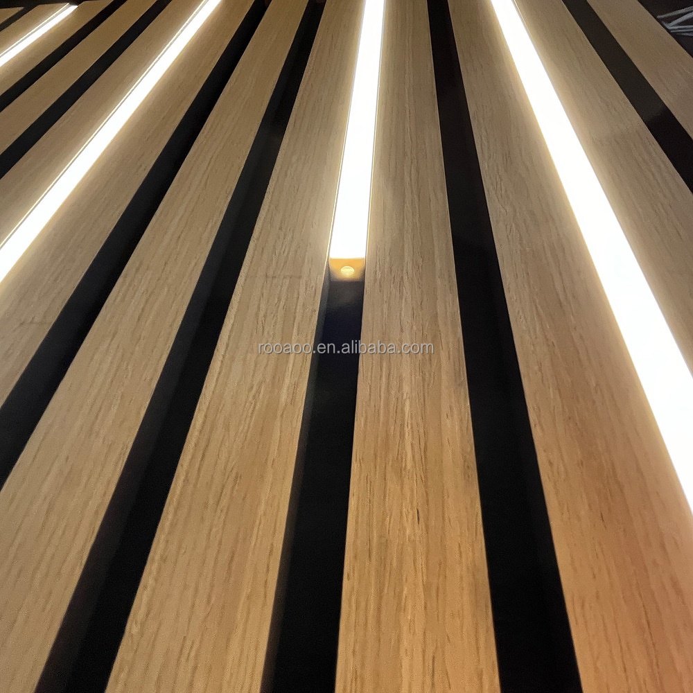 2400*600mm LED Light Sound Absorbing Panels  Home Decor Wood Slat Wall Panel Ceiling Panel For Home