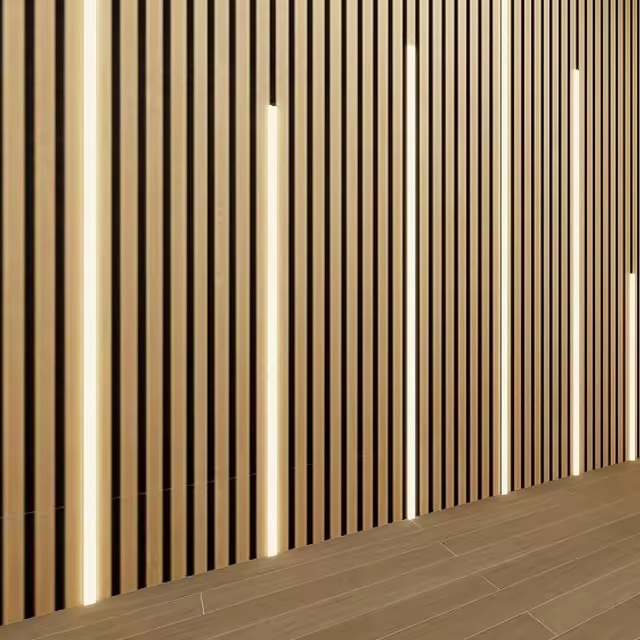 led channels led light wooden acoustic wall panels with 3D Model Design