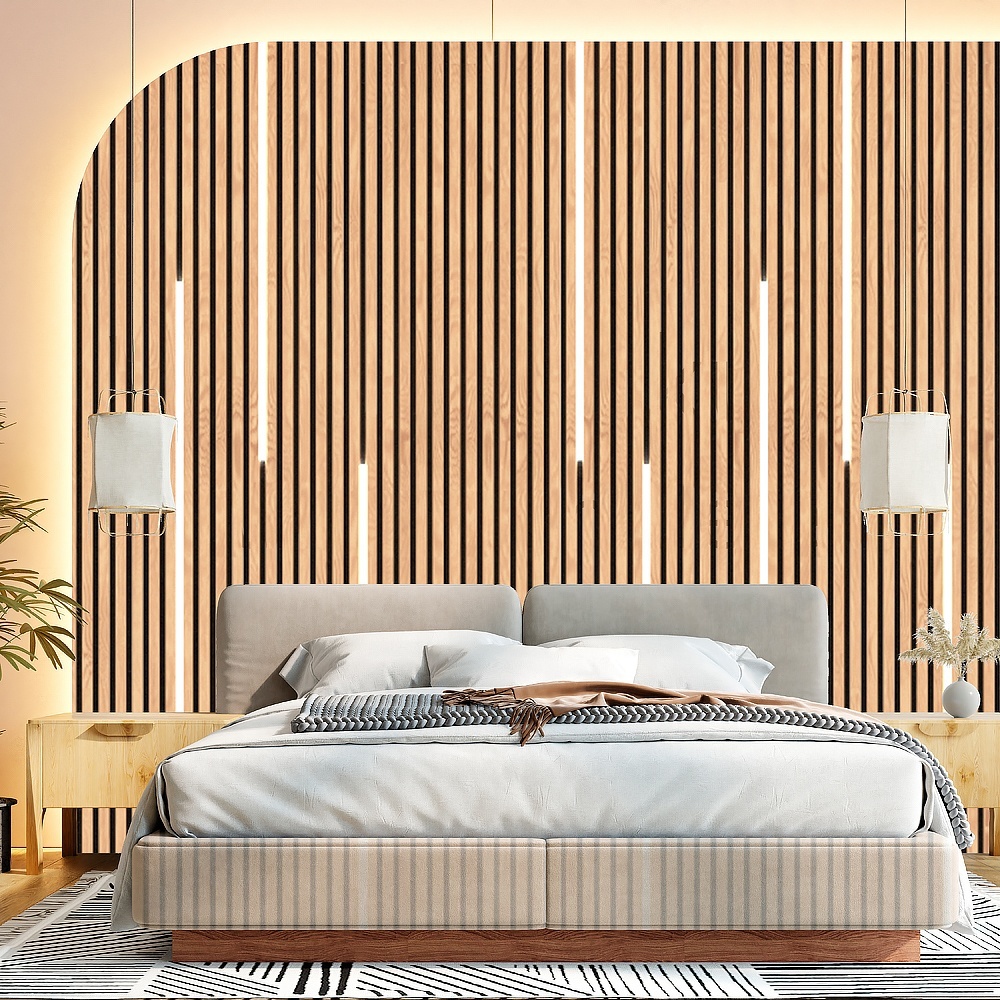 Decor Ballroom Home Office acoustic Sound Absorbing Oak Custom Akupanel Wooden Slat Acoustic soundproof wall panels