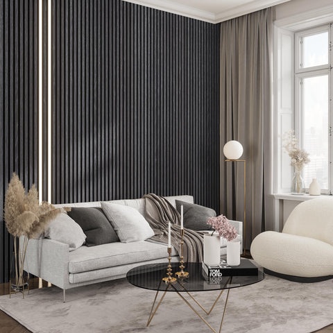 Die beste schwarze Welle akustische Platten Dekoration Wand 3D Platte für Haus Innenraum flexible Rollen Wand Lamellen Platte