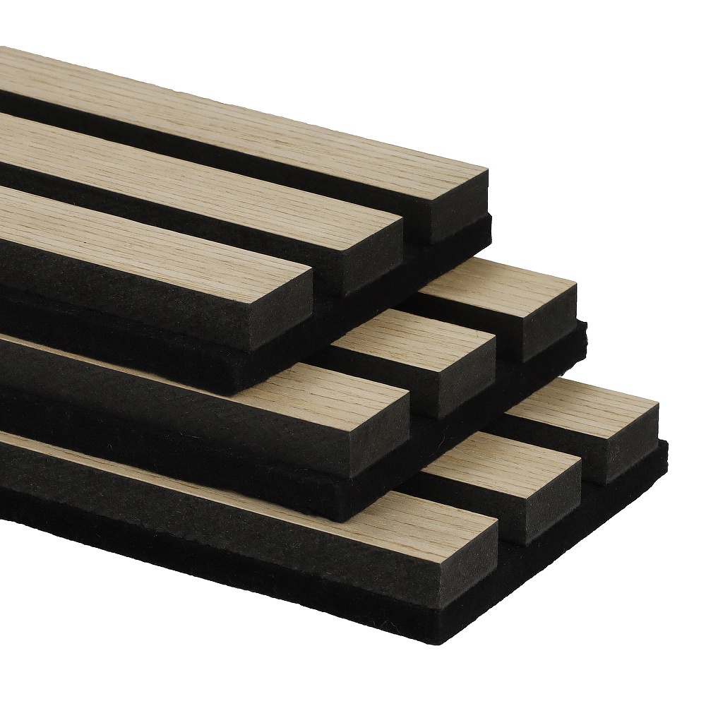Free Samples Customized Indoor Interior Decoration Recyclable Natural Oak Slat Wood Acoustic Wall Panels MDF