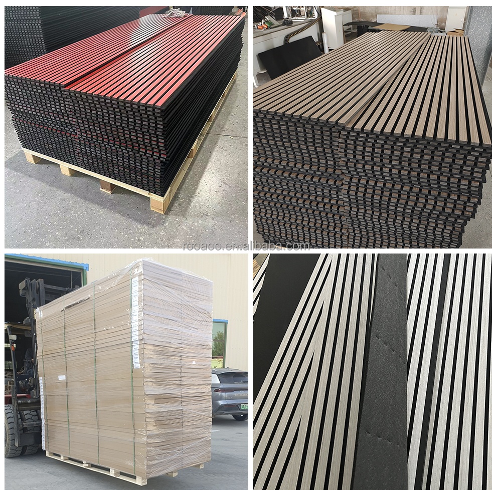 Free Samples Customized Indoor Interior Decoration Recyclable Natural Oak Slat Wood Acoustic Wall Panels MDF