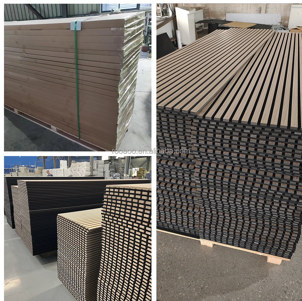Sound Insulation Wood Slat Wall Panel Wall Panels Decorative MDF acoustic wood slat panel Oak Panels For  Office Acoustic Booth