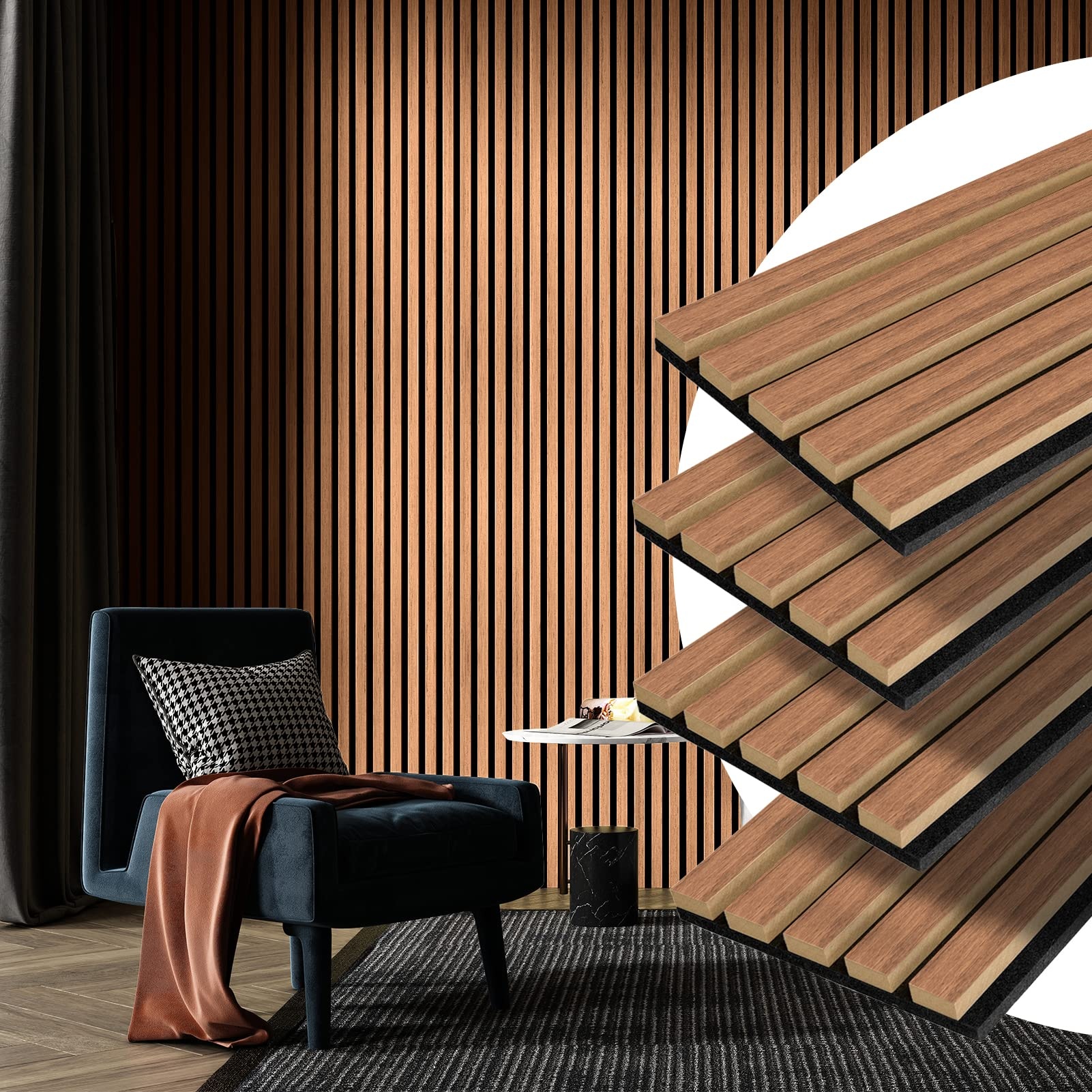 Panel 3D Insonificador interior decorativo Panel de PET MDF Insonificador panel mural Insonificador anti-ruido para habitación insonorizada de oficina