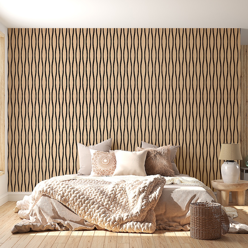 New Designed Pet Waved Wood Acoustic Panel Akupanel Slatted soundproof panels   Customized Wood Acoustic Wall Panels