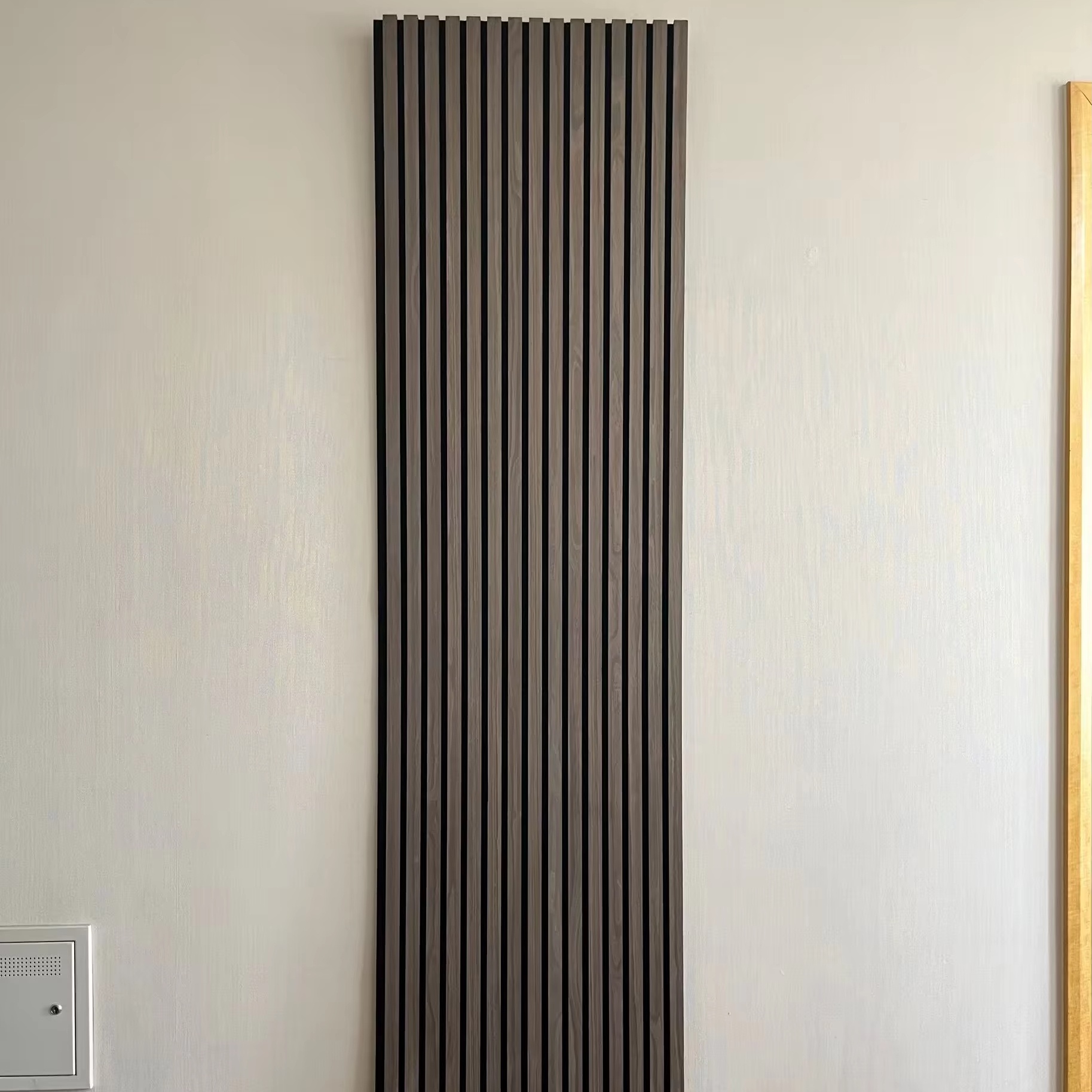 MDF Borad Polyester Slatted soundproof panels   Akupanel Slat Wood Acoustic PanelCustomized Sound Absorbing Wall Panels