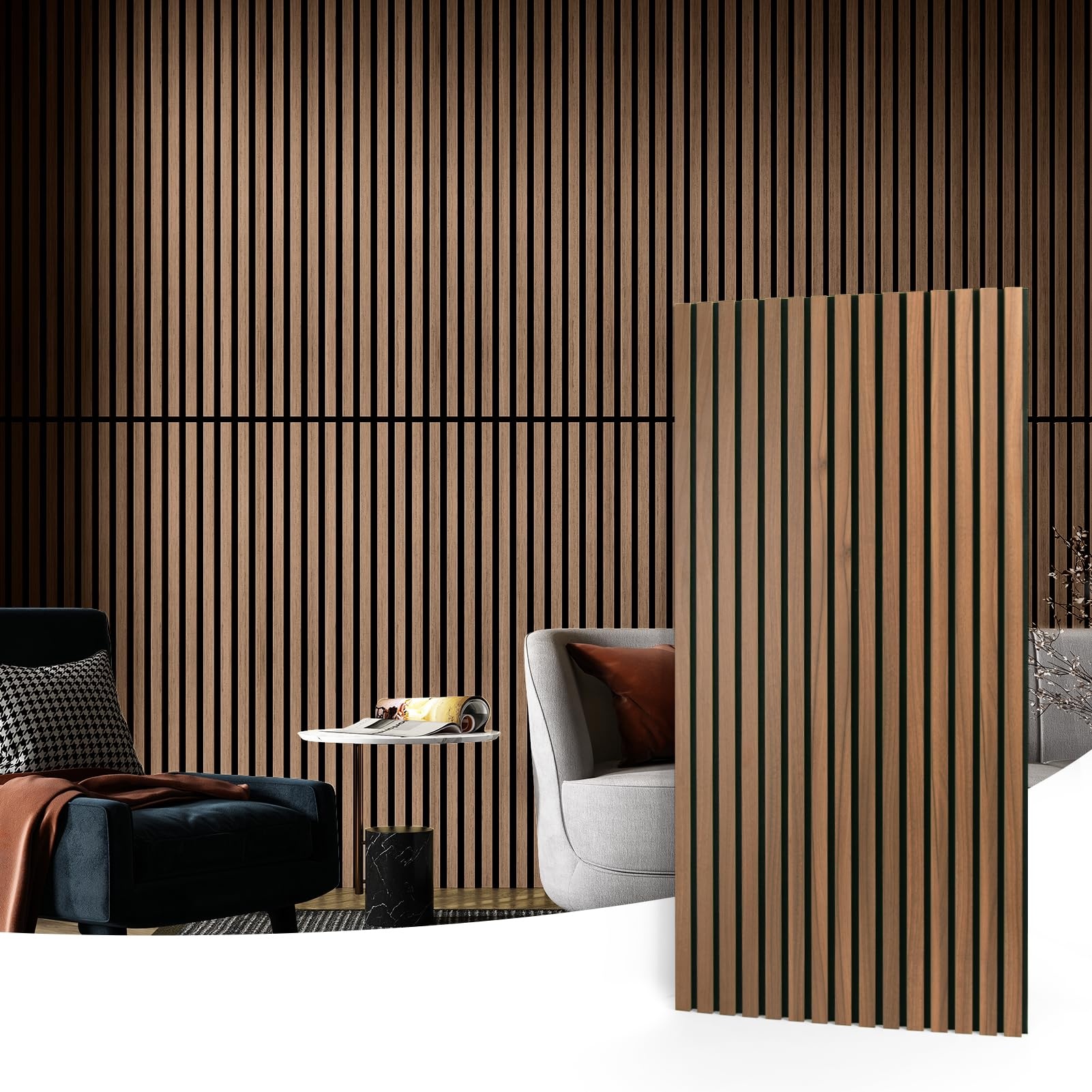 European Standard Akupanel Slatted soundproof panels   Polyester Acoustical Panels Customized Sound Absorbing Wall Panels
