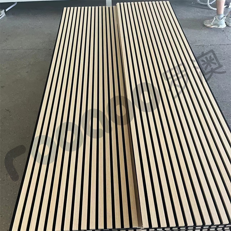 Akupanel Pet Acoustic Soundproof High Density Mdf Slat Acoustic Panel  Slatted wood walls