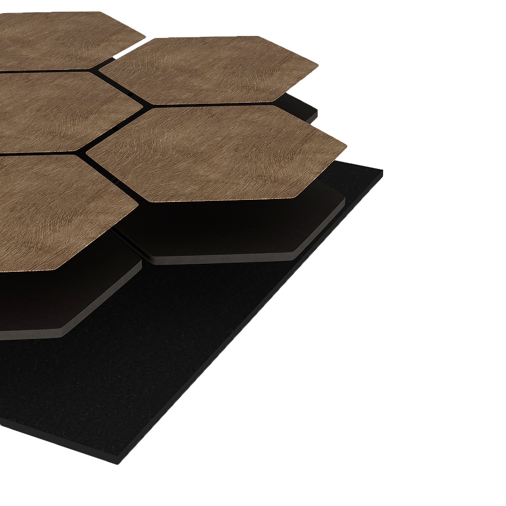 Modern Designed MDF Hexagon Wooden Slat Felt Soundproof wood panels Hexagon Wall Panels