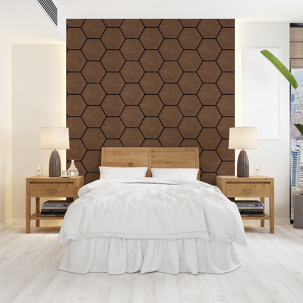 Modern Designed MDF Hexagon Wooden Slat Felt Soundproof wood panels Hexagon Wall Panels