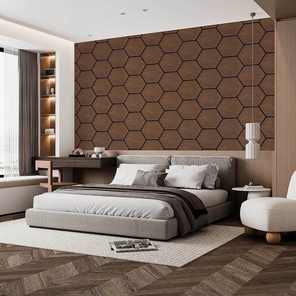 Modern Designed MDF Hexagon Wooden Slat Felt Soundproof wood panels Hexagon Wall Panels