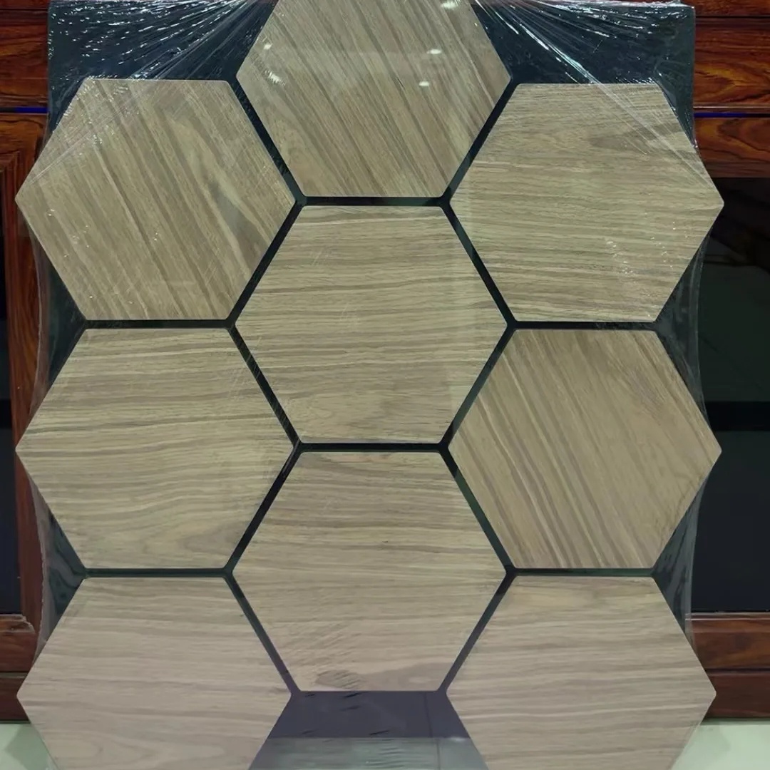 Modern Designed MDF Hexagon Wooden Slat Felt Soundproof wood panels Hexagon Wall Panels