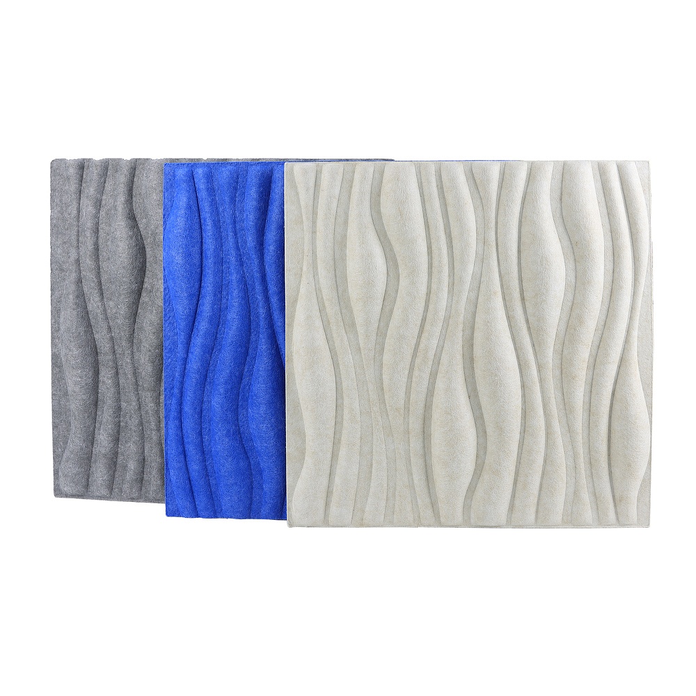 Tablero de absorción de sonido de fieltro de poliéster decorado en interiores modernos tablero de absorción de sonido de madera del techo insonorizado