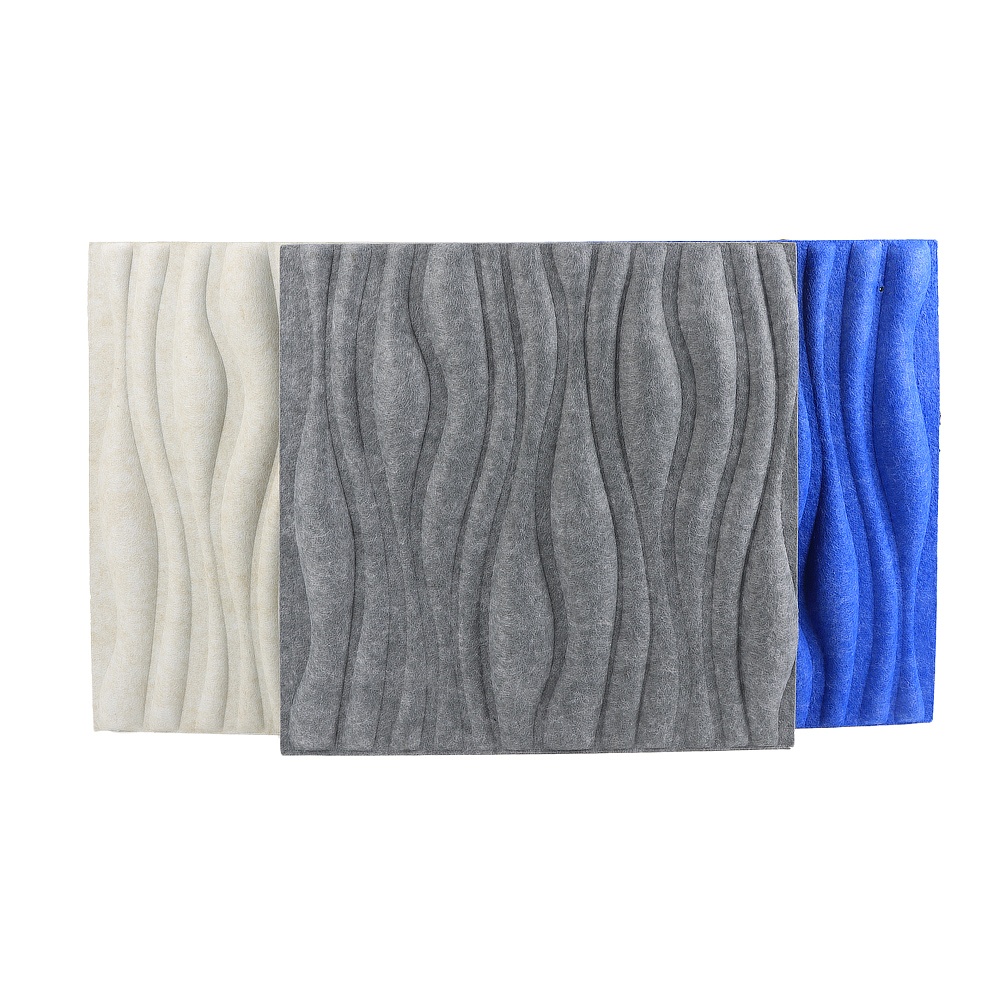 Tablero de absorción de sonido de fieltro de poliéster decorado en interiores modernos tablero de absorción de sonido de madera del techo insonorizado