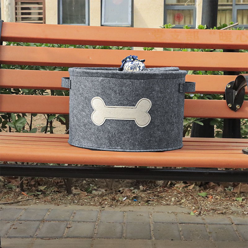 3 Pack Felt Dog Toy Bin Basket, Puppy Storage Bin Box with Handles,Collapsible Felt Storage Bin Basket for Dog Toys, Blankets,Pet Supplies Storage, Dog Room Decor