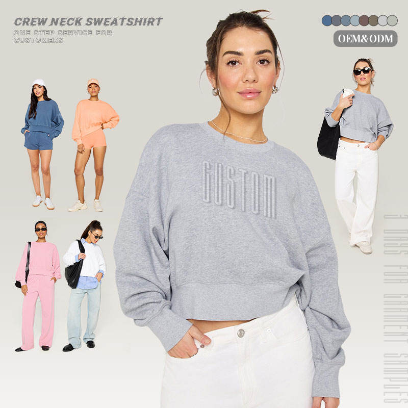 Gray French Terry Hoodie Heavyweight Light Round Neck Loose Cut Women's Hoodie