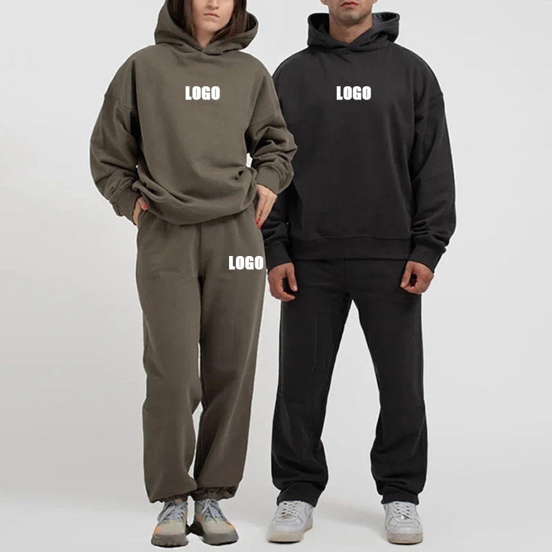 Blank Heavyweight 400gsm Wool Blend Loose Fit Hoodie and Sweatpants Women's Hoodie Set