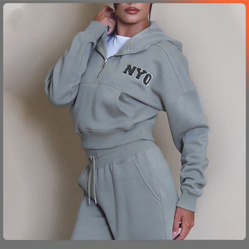 Women's 2-Piece Set | Cropped Hoodie Sets Cargo Joggers