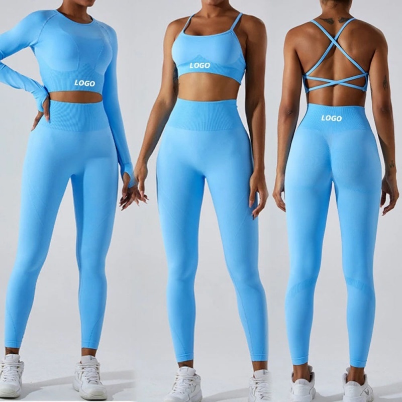 Seamless Cut Wash Technology Yoga Pants Can Match: Sports Bra and Yoga Top Yoga Wear Set