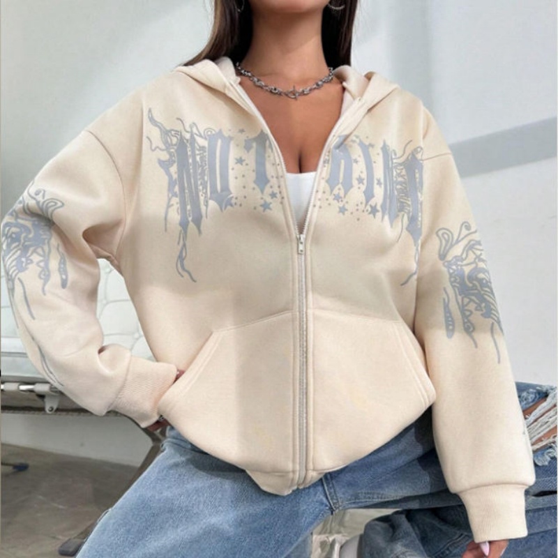 Knitted Sweatsuit Heavyweight Terry Crop Zipper Tracksuit with Hoodie Streetwear Women's Hoodie